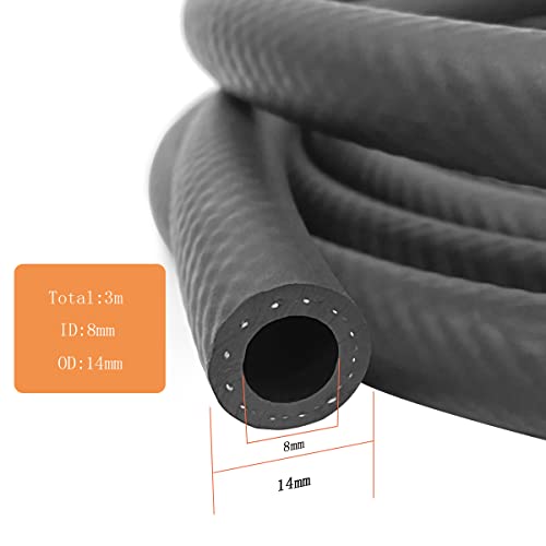 Tuyau D'essence 3 Mètres, Diamètre Intérieur 8 Mm - Avec 12 Colliers De Serrage Inox - Pour Voiture, Moto, Tondeuse, Tracteur