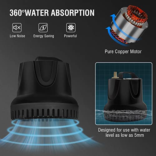 Pompe à Eau Submersible 50W 3500L/H Lnicez - Ultra Silencieuse Pour Fontaine, Aquarium & Bassin