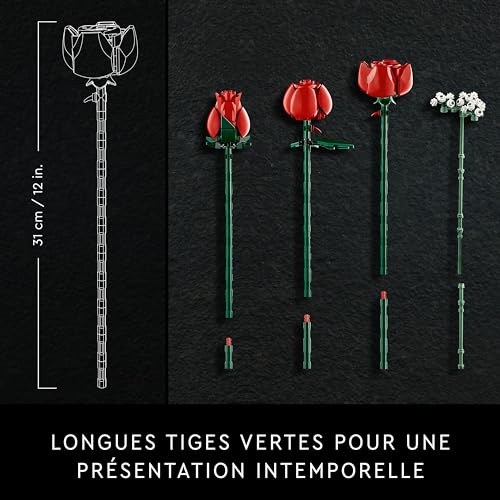 Bouquet De Roses LED – 21 Fleurs 832 Pièces – Construction Brique ABS – Déco Intérieure – Cadeau Saint-Valentin