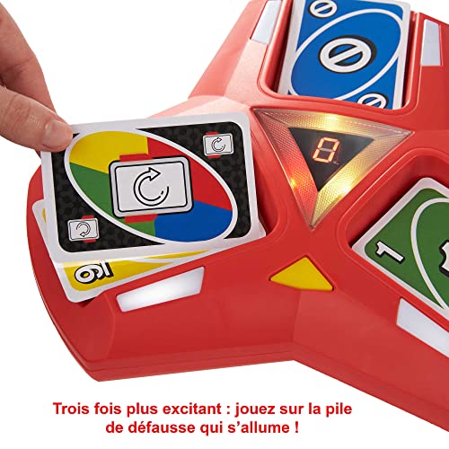Mattel Games UNO Triple Play – Jeu De Cartes Électronique Avec Lumières Et Sons, 112 Cartes, 2 à 6 Joueurs, Dès 7 Ans