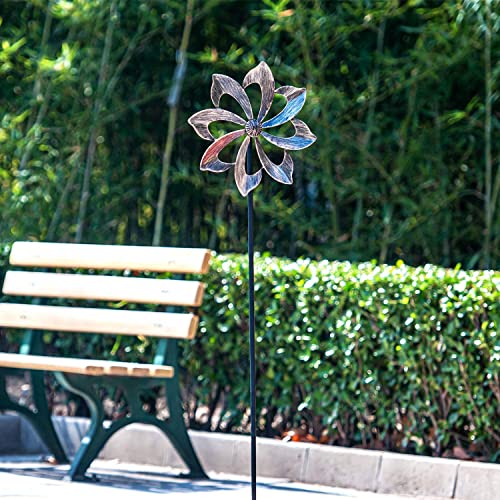 Moulin à Vent Métal Alpine Corporation - 61 Cm, Couleur Bronze/argent, Décoration Jardin Extérieur